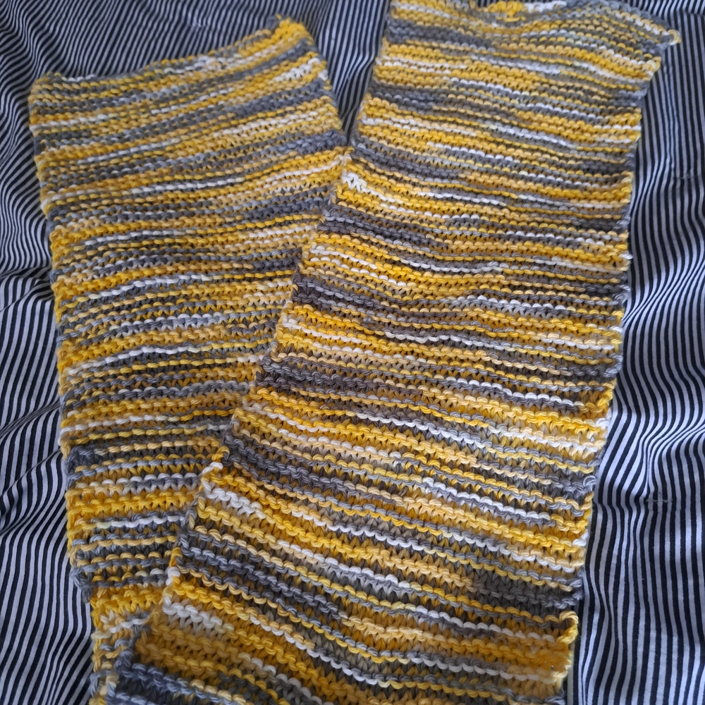 Handmade Yellow and Gray Knit Scarf